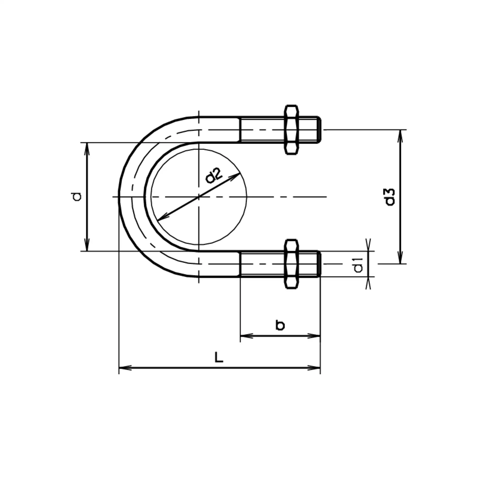 Rohrb�gel mit 2 Muttern NW A2
