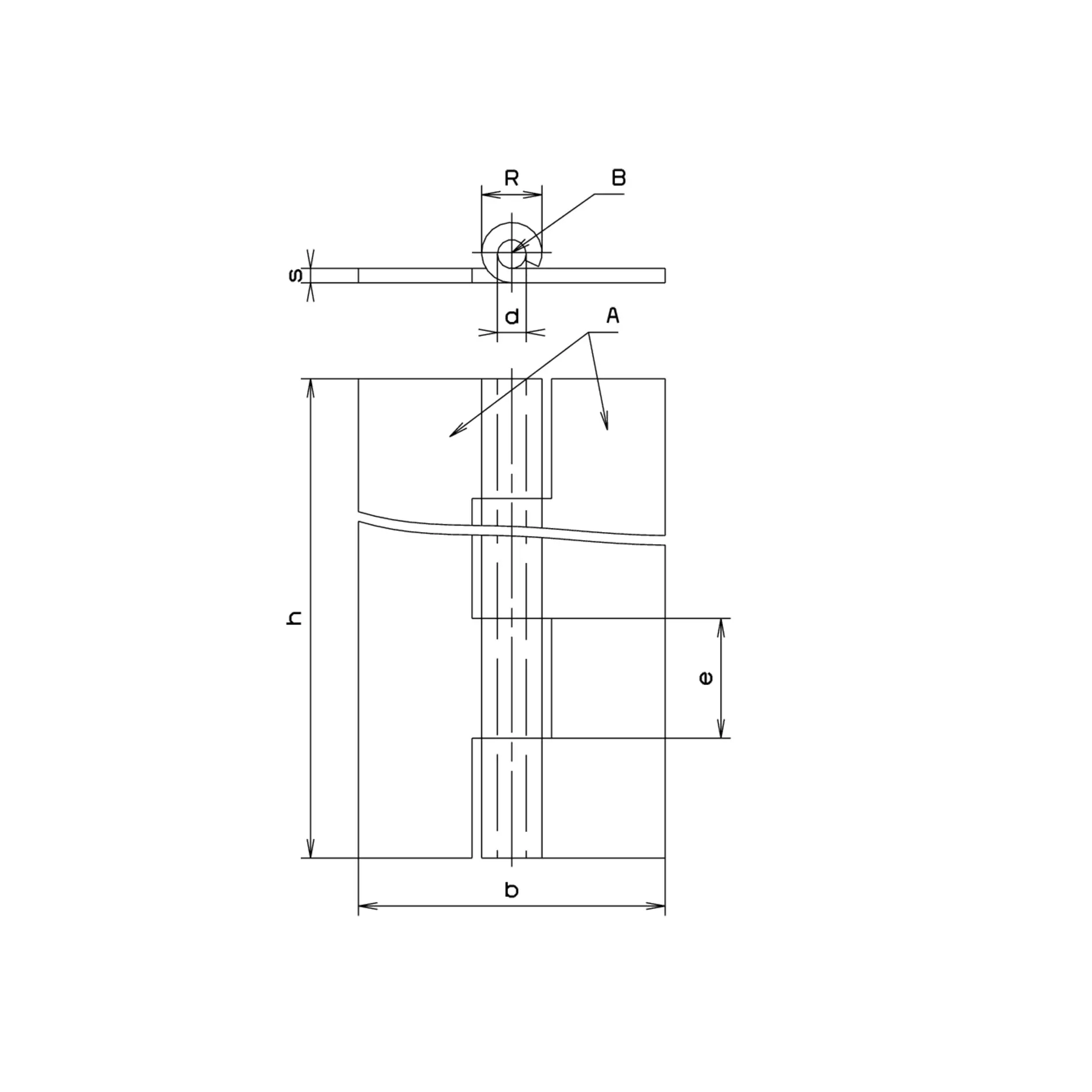 Stangenscharnier Stahl roh Dorn Messing ungelocht 2m