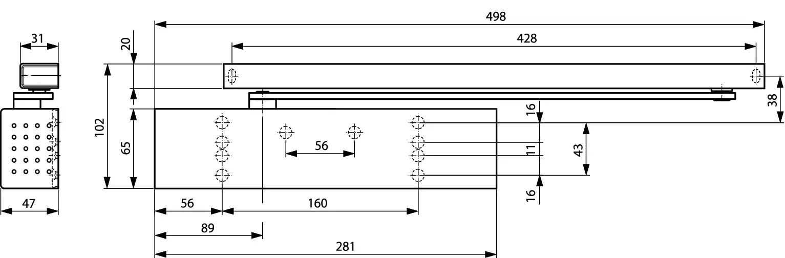 DORMA Türschliesser TS 92 B o.Gleitschiene EN 2-4 silber