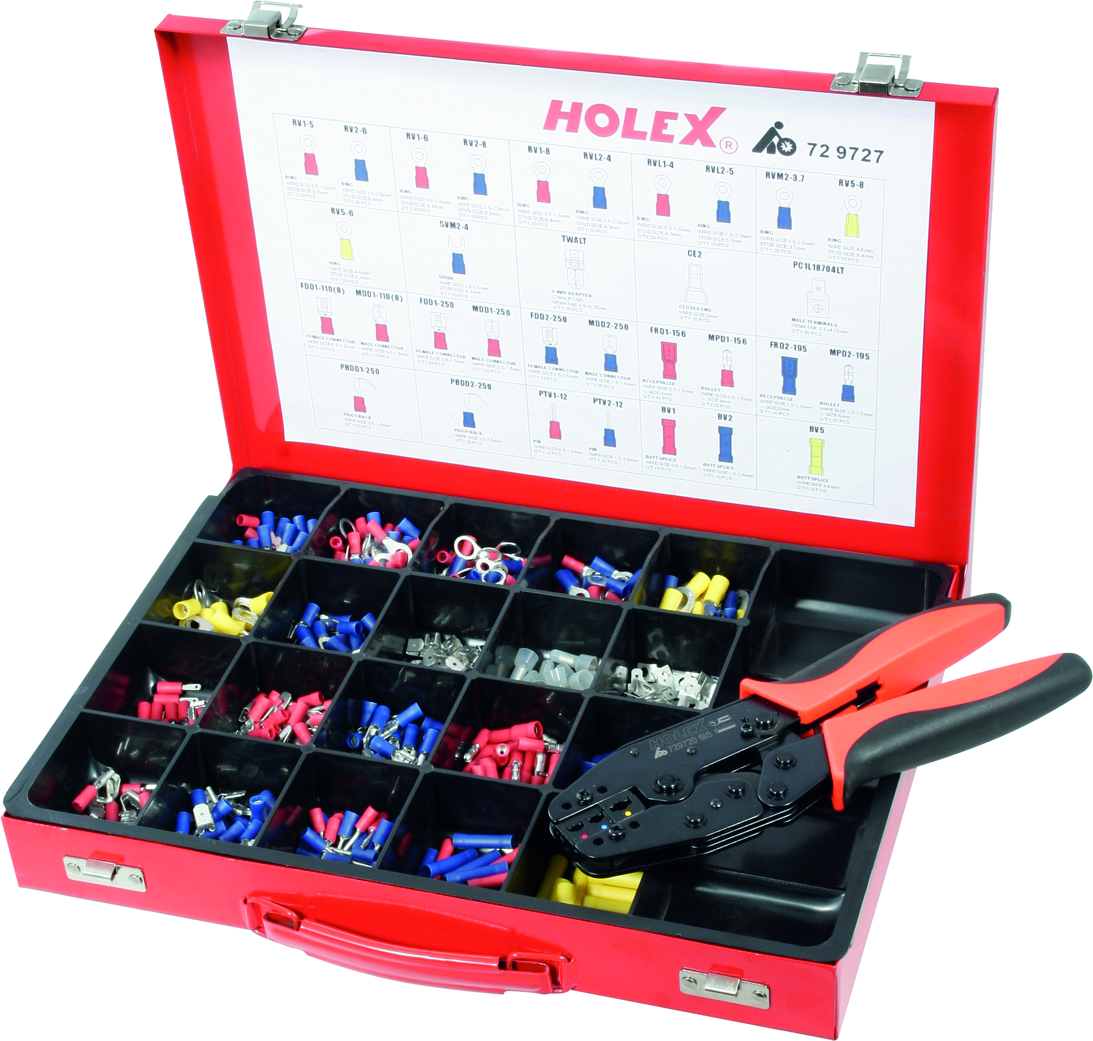 HOLEX Kit de sertissage pour cosses, connecteurs et prolongateurs avec  pince à sertir