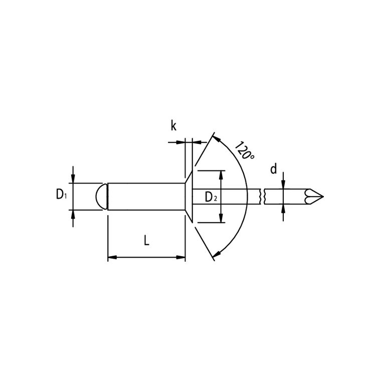 100 Blindnieten 4x8 Stahl//Stahl Senkkopf Standard Nieten 4,0