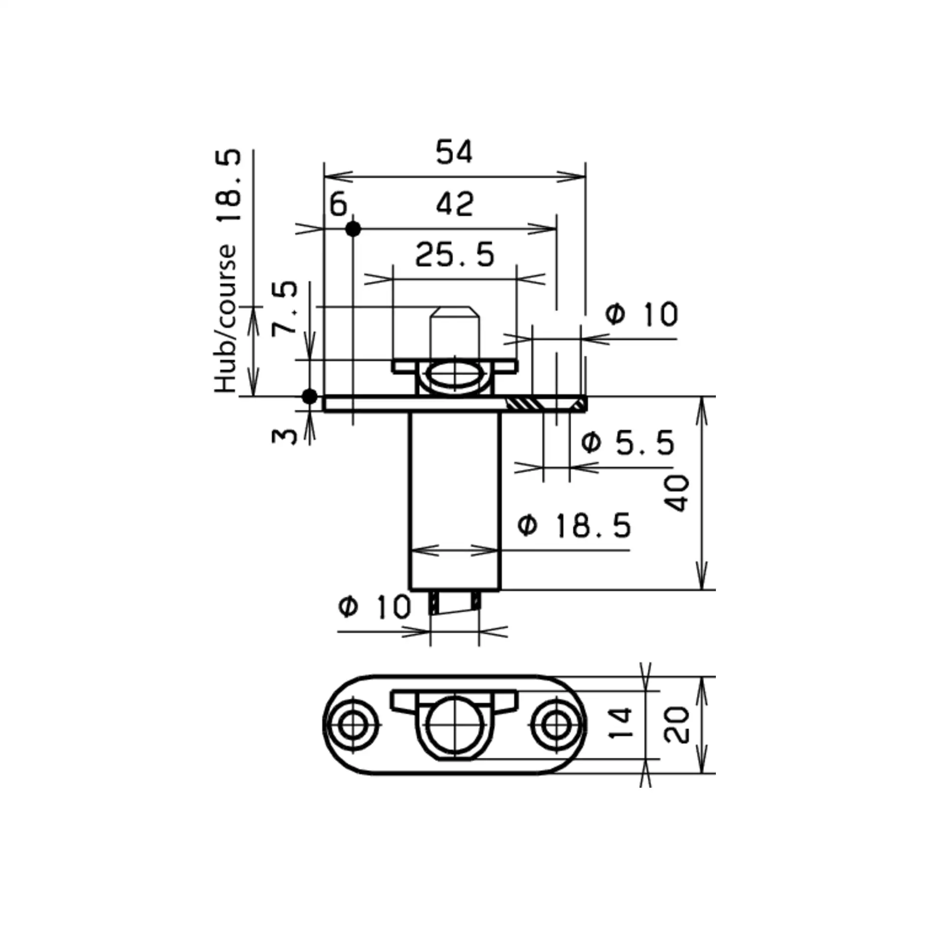 G-U BKS Schaltschloss B1895 Rundstulp 20x54mm