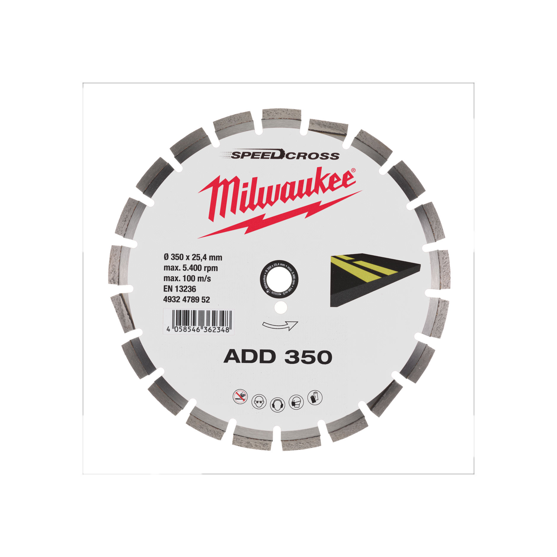 MILWAUKEE Disque à tronçonner diamanté asphalte ADD 350 mm
