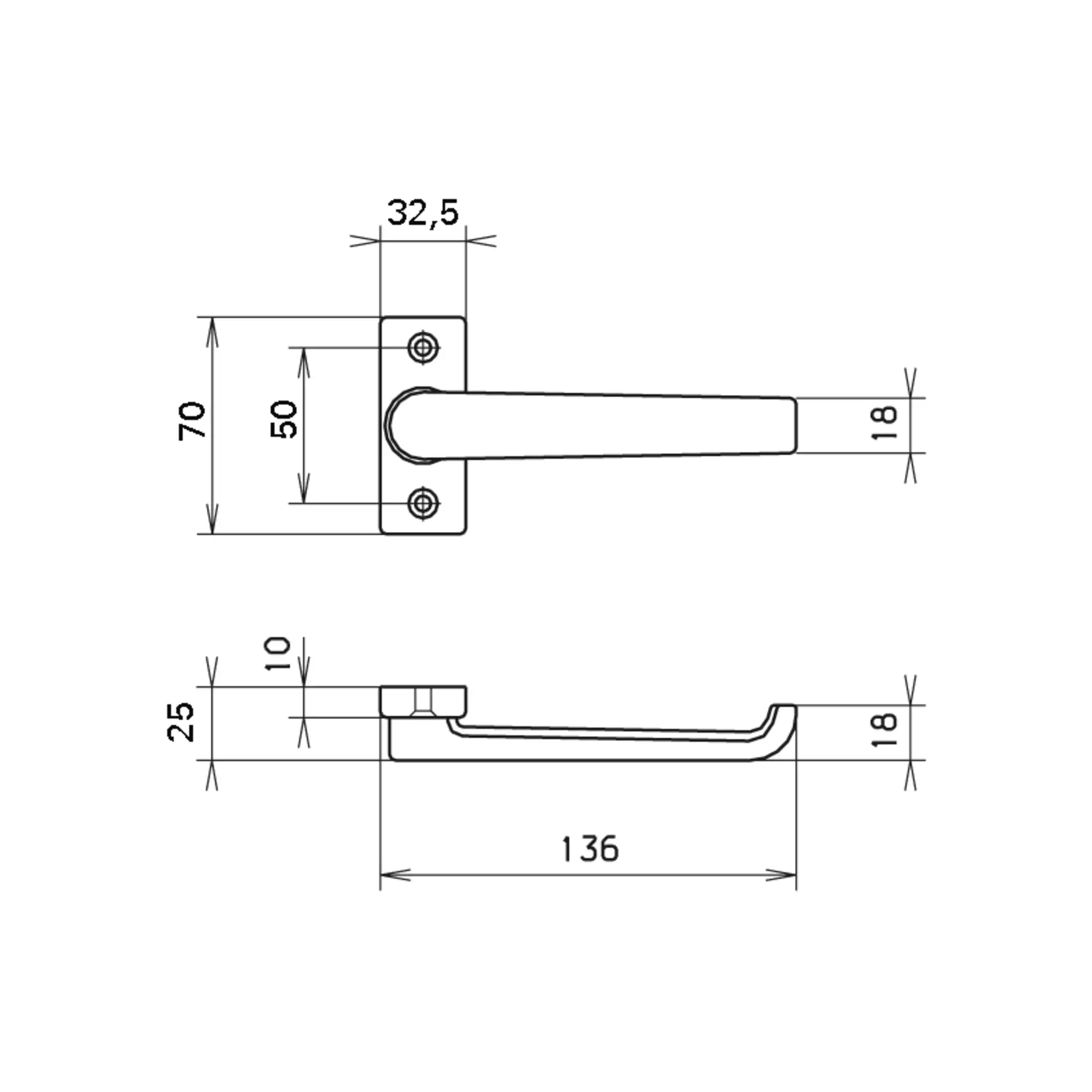 Poignée de porte extra plate sur rosace alu nat H24 femelle8