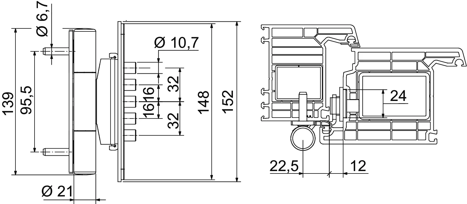 Dynamic 3D Ø20 für 24 mm Stulp (VEKA)