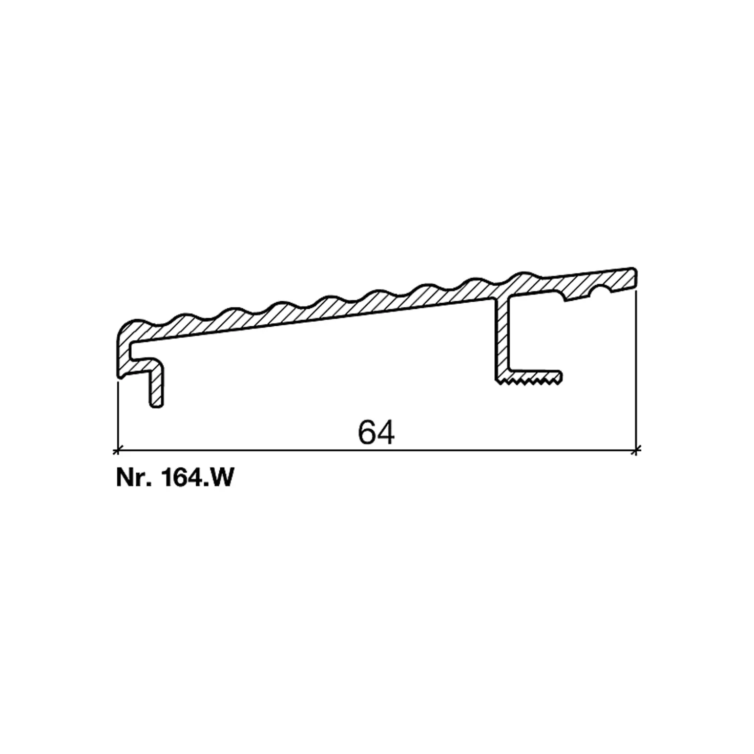 HEBGO Steckprofil 164 W0 Breite 64mm Aluminium roh