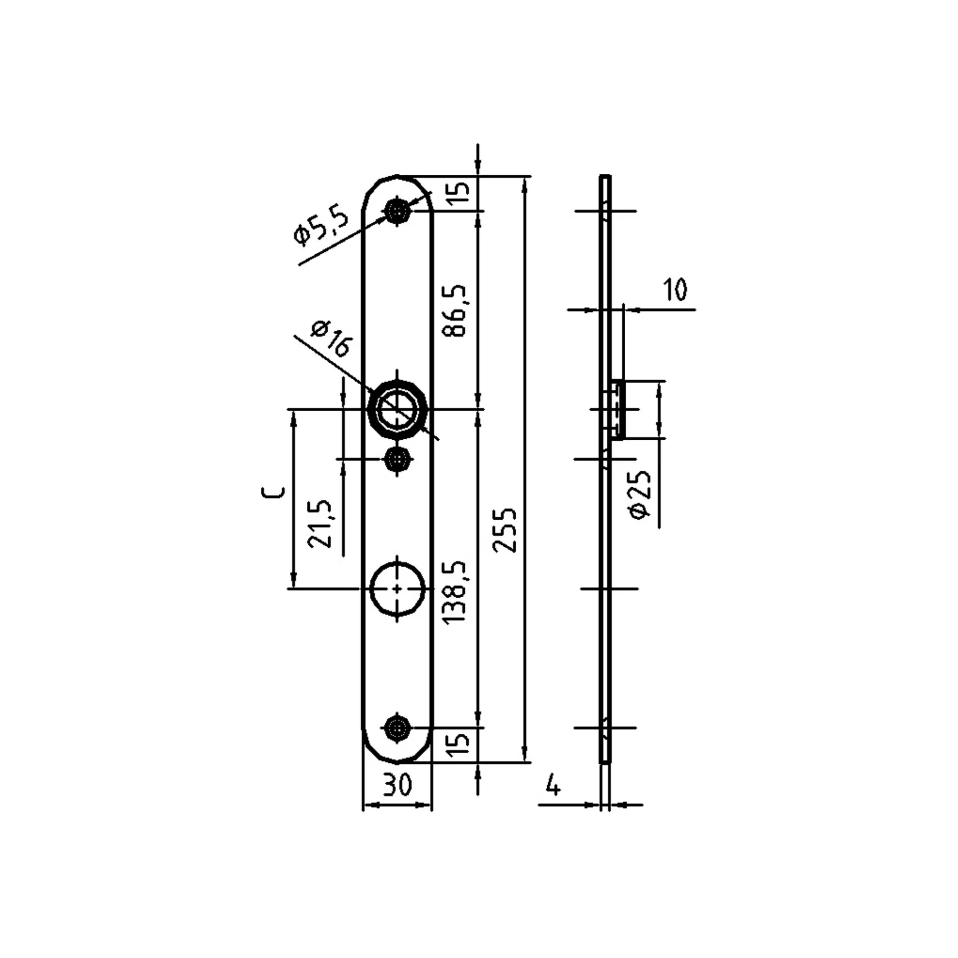 NICKAL Türschild 1190-1193 innen 30x255x4mm