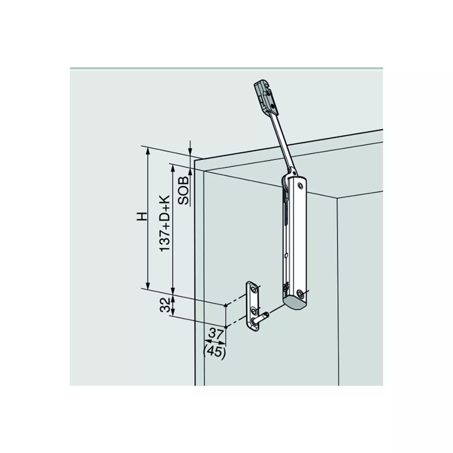 blum kleine Hochklappe AVENTOS HK-XS Kraftspeicher TIP-ON